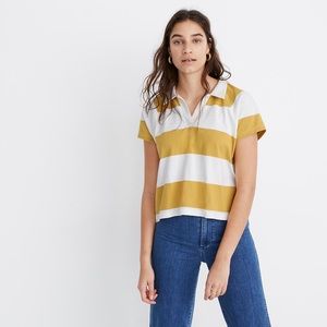 Madewell Boxy Polo Tee in Lefferts Stripe